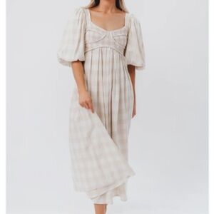 Worth Collective Harlow Maxi Dress in Natural Plaid